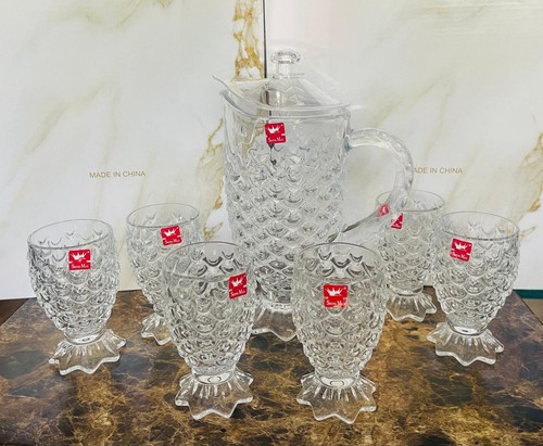 7pc glass pitcher jug with - jug,