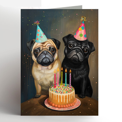 Pug birthday card greeting - birthday,