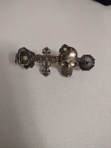 Vtg gothic skull cross rose - vtg,
