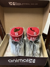 ANIMAL HELSINKI SNOW BOOTS FURRY RED SOCK  FUN HAIRY YETI WARM SIZE 5 SAN1