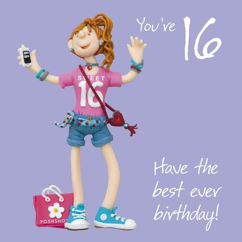 16th female birthday card - 16th,