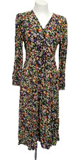 B.Young Black Multicoloured Maxi Floral Dress Size 8 Long Sleeve