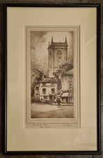 Vintage Framed Etching "The Church Corner" High Wycombe - Signed F Robson
