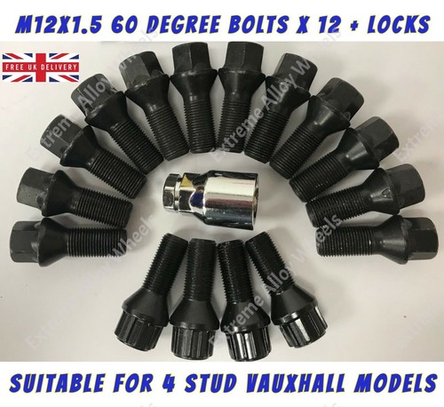 Black wheel bolts locks fits - bolts, +