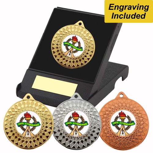 100 attendance medal - medal, box