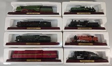 Atlas Editions Static Steam Train Models - 8 Trains With Stand Set - ✅