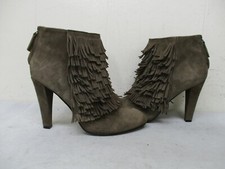 Banana Republic Hello Sole Mate Taupe Suede Leather Fringe Ankle Boots Sz 8.5 M
