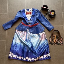 Tesco Disney Mary Poppins Dress Costume Hat Bag Dressing Up Outfit Age 7-8