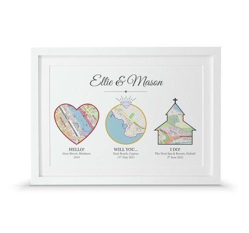 Met engaged married map print