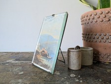 Antique Art Deco Old Frame Picture Bevel Edges Etched Glass Print Vintage Photo