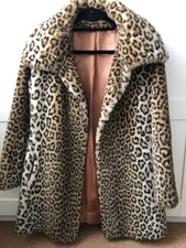 Vintage faux fur  leopard print coat size 8-10