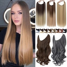 Natural as Human Invisible Wire in Hair Extensions Real Thick One Piece & Ring