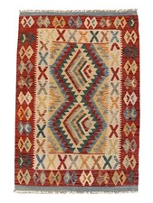 Handmade Afghan Kilim Rug: Wool Tribal Geometric Mat, Home Decor (2.9 x 4.3 ft.)