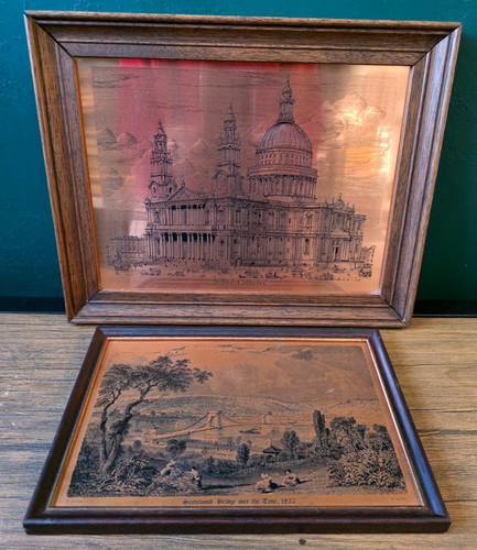 Vintage copper wall art pair - vintage,