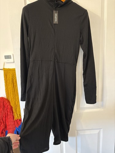 Long sleeved ribbed unitard - ribbed,