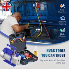 Vacuum Pump and Gauge Set for R134a R502 R22 R12 Automotive AC 3.5cfm 1/4HP Tube