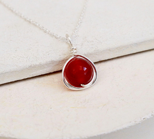 Carnelian pendant handmade - carnelian,