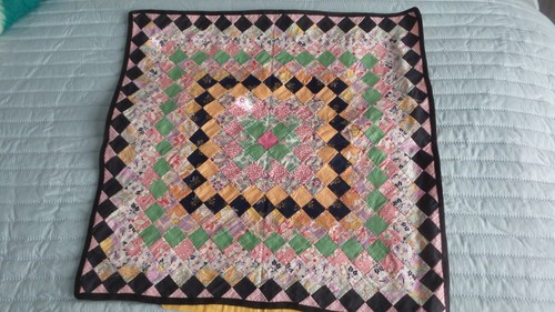 Antique pieced cotton pillow - antique,