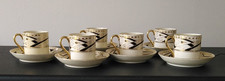 Set of 6 Art Deco Coffee Cans & Saucers Hand Painted Cobalt & Gilt, Pattern 8734