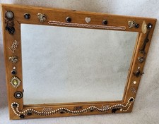 Rare Handmade Decorated Wooden Mirror 70 x 22cm. Great Find.
