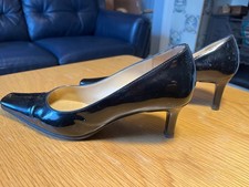 Vintage Russell & Bromley Black Patent Square toe Court Shoes EU size 39