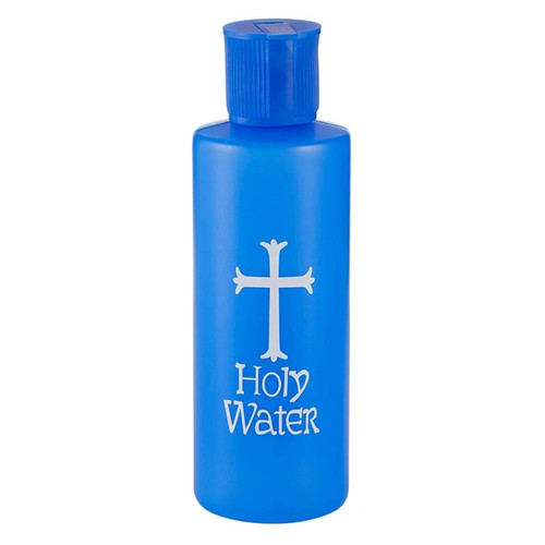 4oz blue holy water bottle - water, 5in
