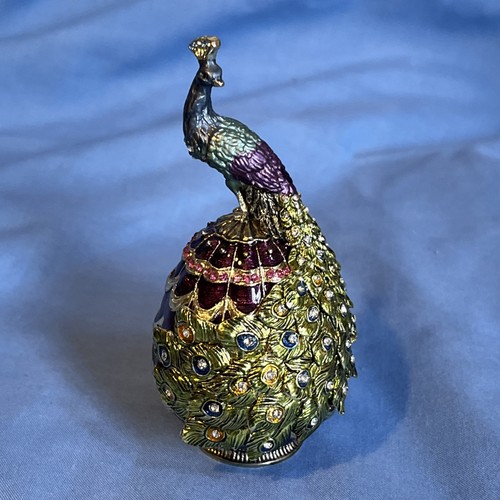 Peacock trinket box ornament - trinket,