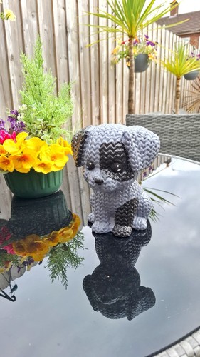 Concrete knitted puppy dog - concrete,