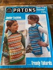 Patons Child's Tabards Vintage Knitting Pattern Pennant Double Crepe 1447