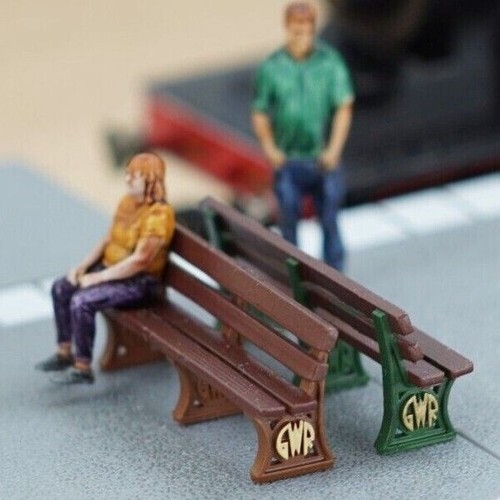 Model railway station - model, bench