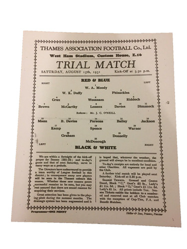 Thames trial match - fc,