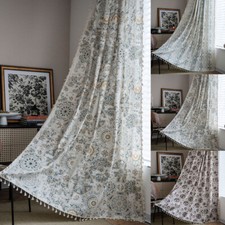 Boho Print Curtain Tassel Vintage Window Kitchen Living Room  Drape