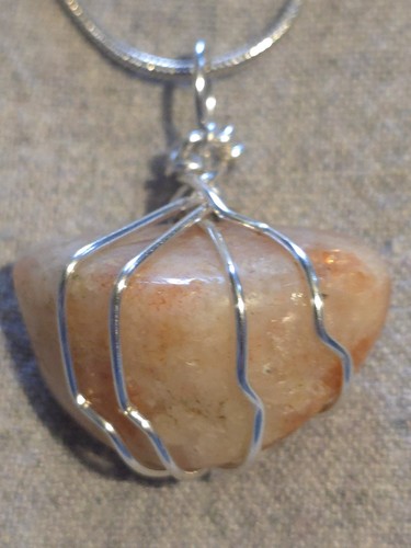 Sunstone pendant sterling - pendant, on