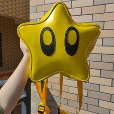 Super Mario Star Backpack Eyes Cute Yellow Rucksack Bag Travel Zip Game