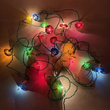Vintage Christmas Tree Fairy String Lights with Twin Shades - Foil Flower Design