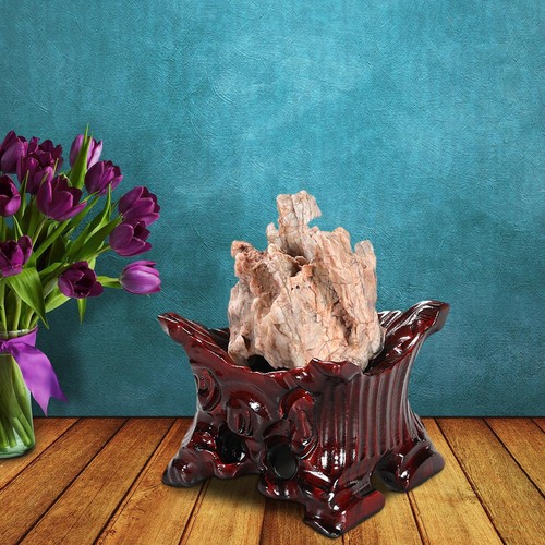Wooden stone display stand - wooden,
