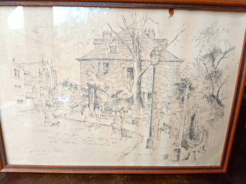Vintage framed sketch print - vintage,