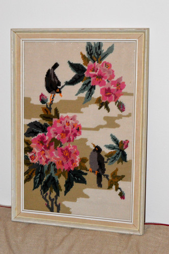 1970s framed tapestry birds - tapestry,