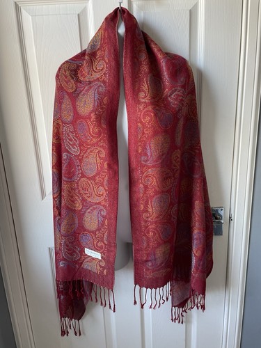 Pashmina rusty reds blue - pashmina,