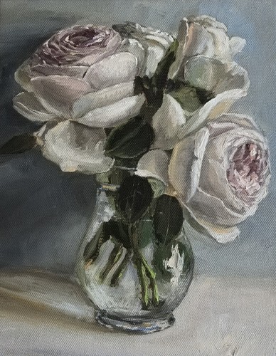 Pink roses bouquet oil