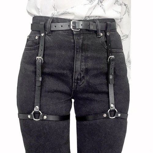 Women leather leg harness - pu,