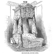 BELVOIR CASTLE The State Bed - Antique Print 1843