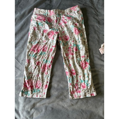 Floral print capri - print, pink