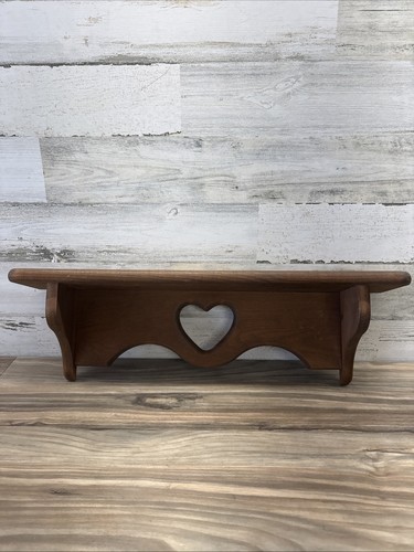 Vtg wood wall shelf heart - vtg,