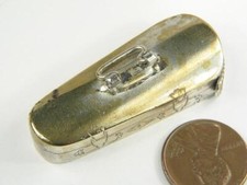 UNUSUAL ANTIQUE ENGLISH SILVERED VIOLIN CASE VESTA / MATCH SAFE c1900 
