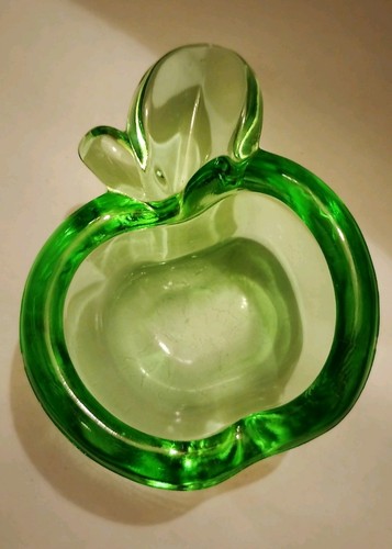 Vintage green glass apple - green,