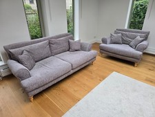 Original Laura Ashley Sofa Set 3 Seater Plus Cuddle Chair Immaculate Grey Velvet