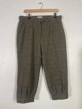 Corsonia Vintage Brown Tweed Check Wool Plus Fours Trousers - Sz 14 - Made In UK