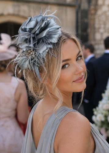Ladies grey flower feather - ladies,