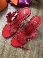 Zara Red Flower Heels Size EU 41 UK 8 Unused No Box 